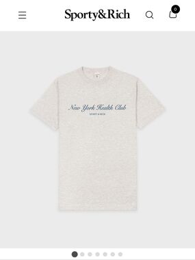 Sporty & Rich NY Health Club T-Shirt - Heather Gray/Navy